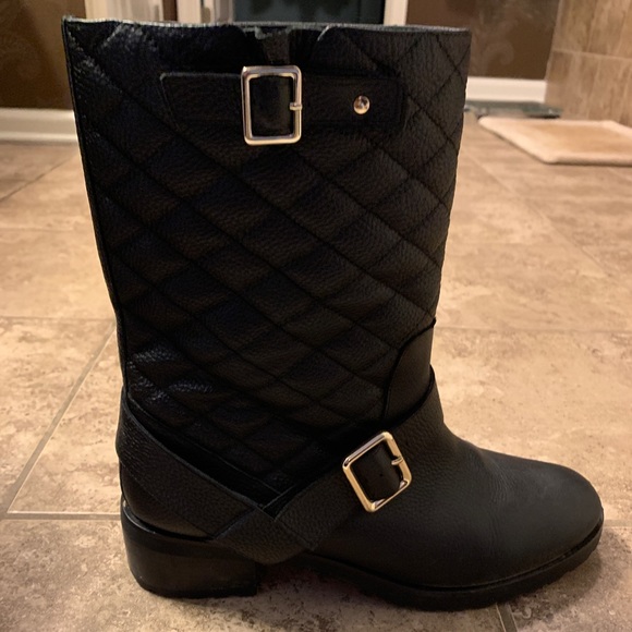 White House Black market quilted leather black mid calf boot - women's size 11 - Picture 5 of 13